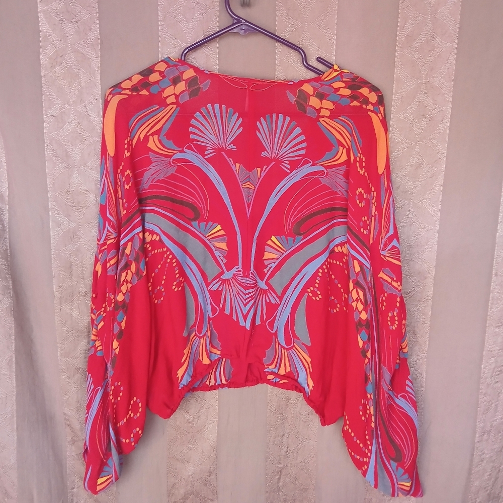 💎 Free People Women's Top Beneath The Sea Dolman Sleeve Sheer Boho - Picture 11 of 12